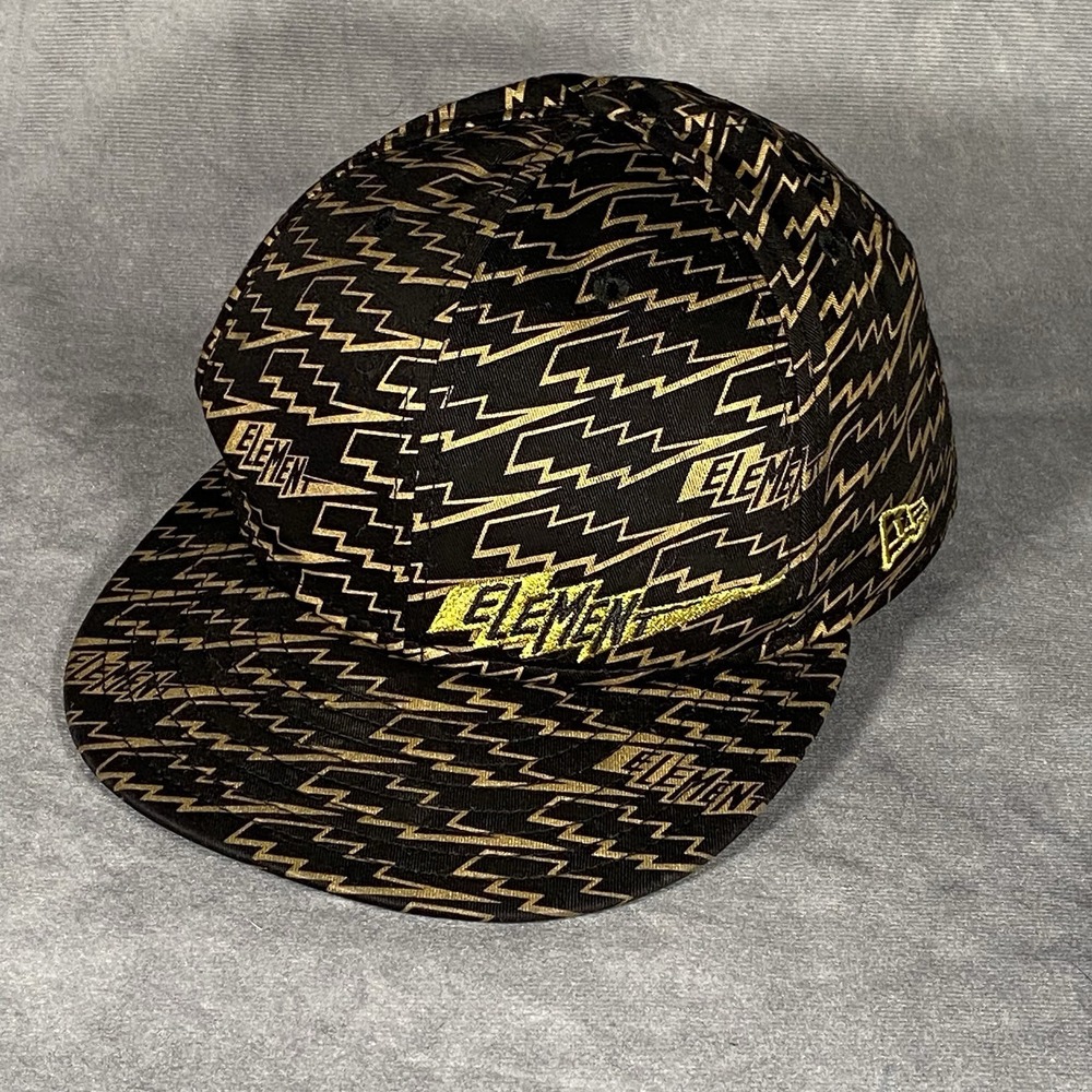 Element New Era 59Fifty Hat Lightening Bolt Logo Black/Gold Fitted Cap 7 1/4